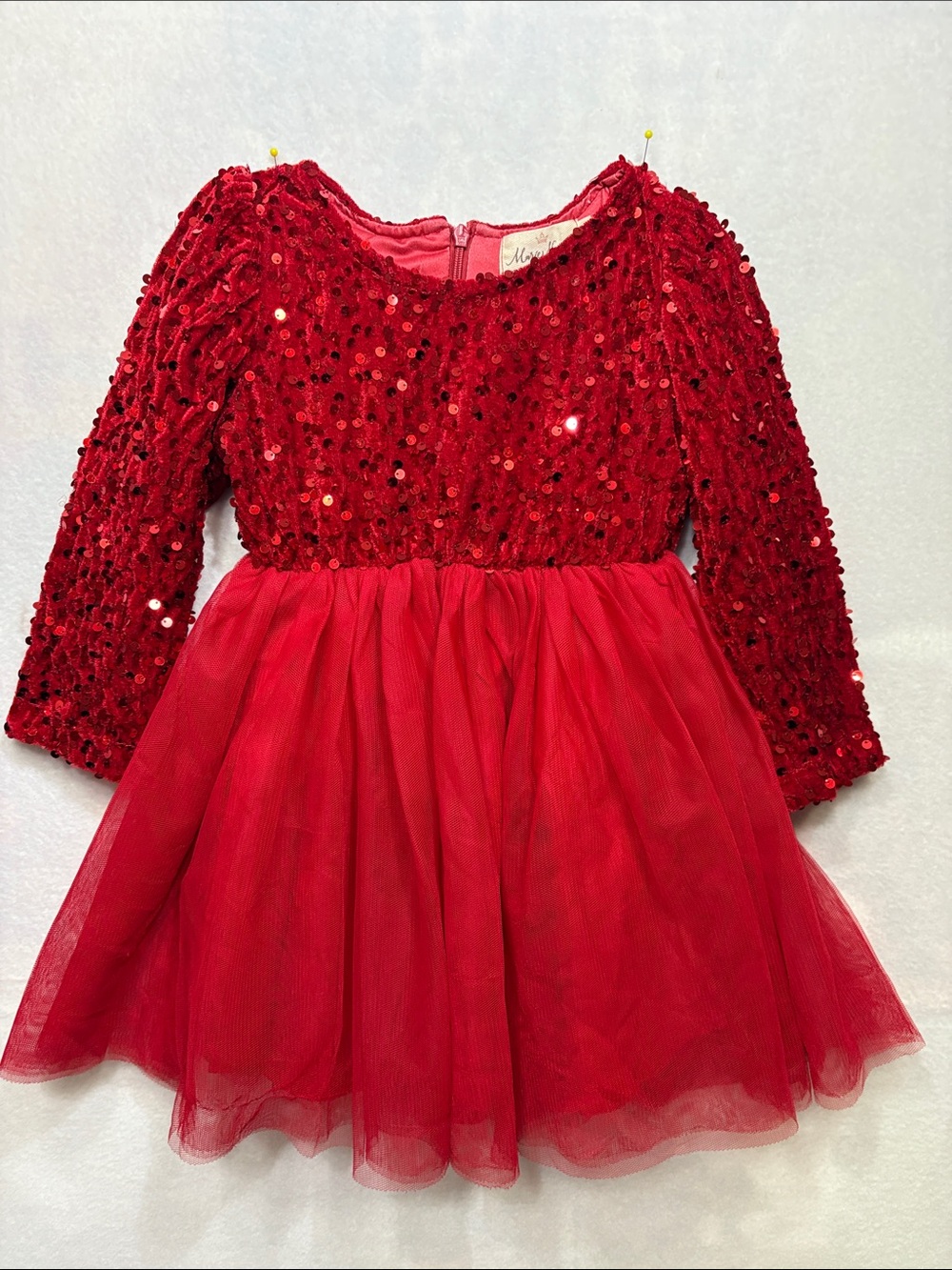 Marie Nicole Clothing Red Sequin & Tulle Party Dress Size Small - Size 2